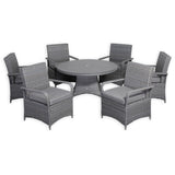 Pre Order.....Victoria Range Round Dining Set Table with 6 Chairs in Slate Grey Weave(#508)