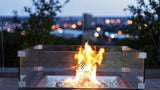Rattan Park Square Gas Fire Pit Table in Charcoal grey