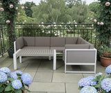 Halo Range Right Hand Corner Sofa Set in white Aluminium Frame with Grey Cushions(#AU01)