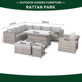 Cambridge Modular Corner Sofa Set With Rising Table and Arm Chair in Grey Set up left or right handed
