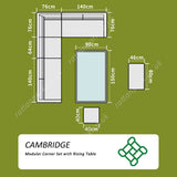 FB503...Cambridge Modular Corner With Rising Table in Stone Browne Grey weave