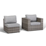 Cambridge Range Arm Chair and Armless  in stone Browne Grey weave