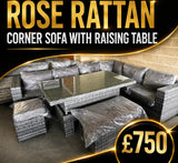 FB686 | Rose Range Aluminium Frame Modular Corner Sofa Set With Rising Table in Grey