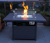 Rattan Park Square Gas Fire Pit Table in Charcoal grey