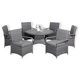 Pre Order.....Victoria Range Round Dining Set Table with 6 Chairs in Slate Grey Weave(#508)