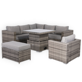 Cambridge Square Corner Sofa Set with Rising Table &  Arm Chair in Stone Browne Grey weave（#411+4AC）