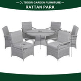 Pre Order.....Victoria Range Round Dining Set Table with 6 Chairs in Slate Grey Weave(#508)