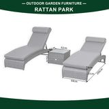 Pre Order...Victoria Range Pair of Sun loungers with Side Table, in Slate Grey Weave and Dark Grey Cushions(#516)