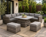 Cambridge Large Round Corner Sofa Set with Rising Table in Stone Grey Weave(#430)
