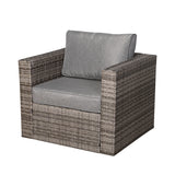 Roma Range Single Arm Chair in grey weave and grey cushions