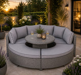 Sicily Aluminium Large Sofa Daybed/ Dining Set in Grey Mixed Weave(#918)
