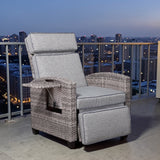 Rose Range Reclining Armchair with Flip Table in Grey Weave and Grey Cushion