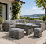 Cambridge Modular Corner Sofa Set With Rising Table in Grey Set up left or right handed