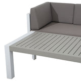 PRE ORDER...Roma Range Right Hand Corner Sofa Set in white Aluminium Frame with Grey Cushions(#AU01)