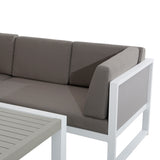PRE ORDER...Roma Range Right Hand Corner Sofa Set in white Aluminium Frame with Grey Cushions(#AU01)