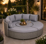 Sicily Aluminium Large Sofa Daybed/ Dining Set in Grey Mixed Weave(#918)