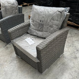 FB653...Winchester Range Single Arm Chair in Large Grey Weave and Grey Cushions