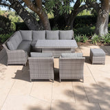 Sicily Elite Left Hand Corner Set with Rising Table and Two Chairs in Grey Weave(#919)