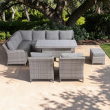 Sicily Elite Left Hand Corner Set with Rising Table and Two Chairs in Grey Weave(#919)