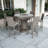 Cambridge Aluminium frame  Round Bar Set with Ice Bucket in Stone Browne Grey Weave