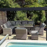 Sicily Elite Left Hand Corner Set with Rising Table and Two Chairs in Grey Weave(#919)