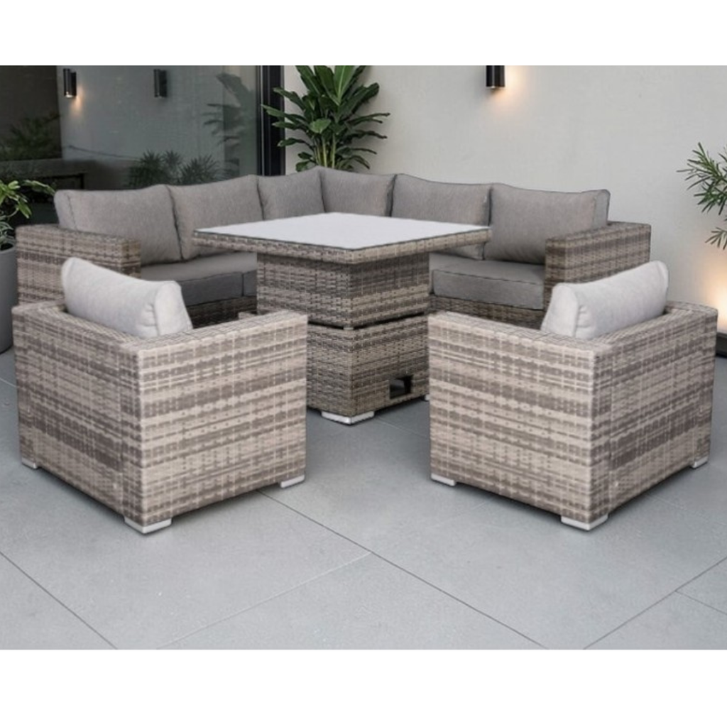 Rattan Park Cambridge Campact Corner Sofa Set with Rising Table in ...