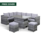 A3..Rose Range Large Casual Dining corner sofa Set with Rising Table in Grey Weave