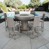 Cambridge Aluminium frame  Round Bar Set with Ice Bucket in Stone Browne Grey Weave