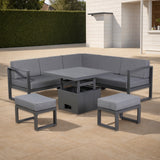 PRE ORDER...Rattan Park Halo Range Square Corner Sofa Set with Rising table in Charcoal