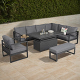 Rattan Park Halo Range 2024 Right Hand Elite Corner Sofa with large Rising table and Arm Chair in Charcoal