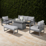 Rattan Park Halo Range 2024 Large Sofa Set with large Rising table in Charcoal