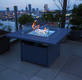 Rattan Park Square Gas Fire Pit Table in Charcoal grey