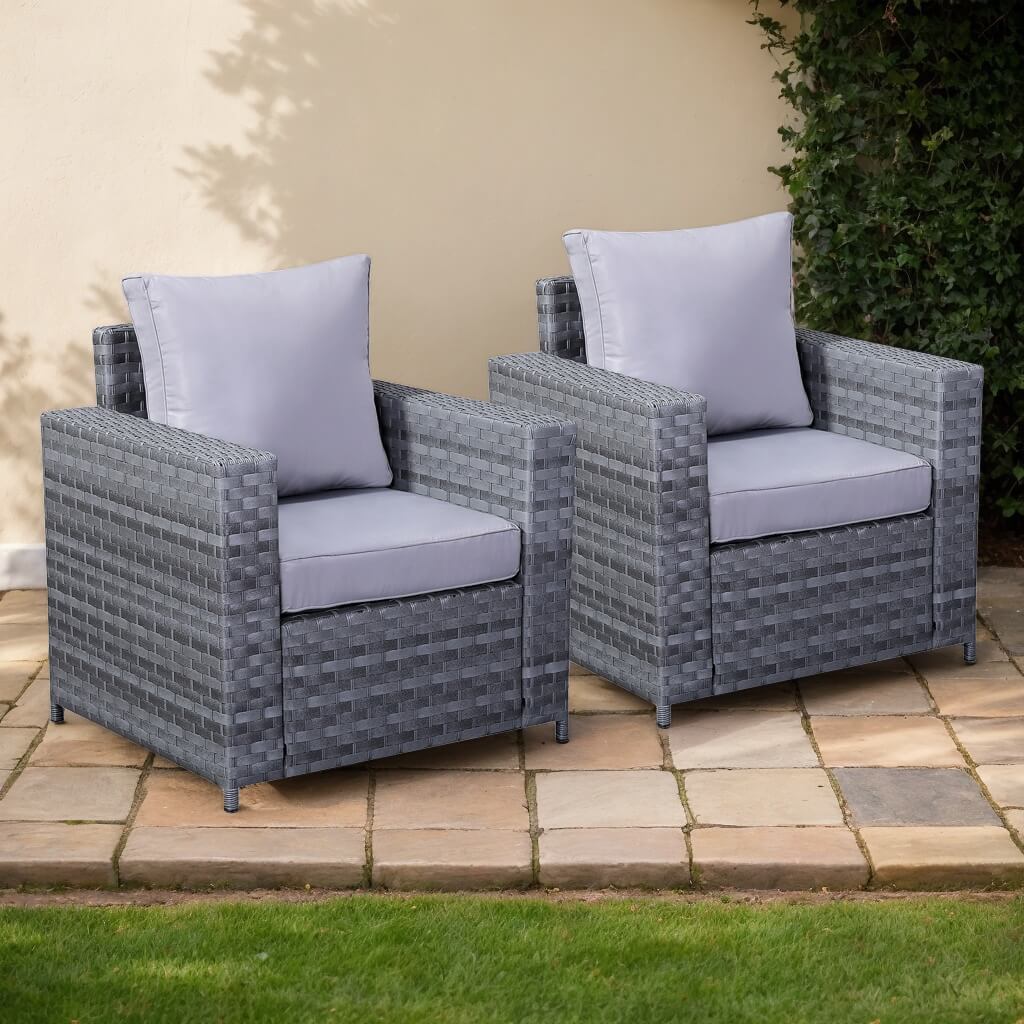 Aster Arm Chairs In Grey Weave includes weather Cover – Rattanpark