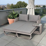Sicily Aluminium aluminium Sun Loungers with Side Table in Light Grey Weave(#916)