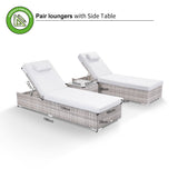 Colette Range Set of 2 Sun Loungers with Side Table in Grey