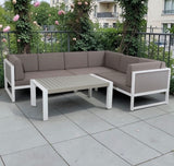 Halo Range Right Hand Corner Sofa Set in white Aluminium Frame with Grey Cushions(#AU01)