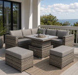 Cambridge Square Corner Sofa Set with Rising Table in Stone Browne Grey weave（#411-2）