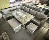 FB682 | Cambridge Modular Corner with Fire Pit Table in Stone Browne Grey Weave(#420F) (Copy)