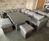 FB686 | Rose Range Aluminium Frame Modular Corner Sofa Set With Rising Table in Grey