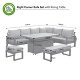 HL02 Halo Range Right Hand Corner Sofa Set - Charcoal Aluminium Frame with Grey cushions