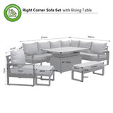 Halo Range Elite RHF Corner Sofa Set - Charcoal Aluminium Frame with Grey cushions