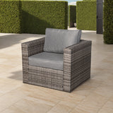 Roma Range Single Arm Chair in grey weave and grey cushions