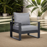 Rattanpark Halo Range 2023 Single Arm Chair - Charcoal Aluminium Frame with Grey cushions