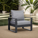 Halo Range Single Arm Chair - Charcoal Aluminium Frame with Grey cushions