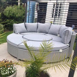 Sicily Aluminium Sofa Daybed/ Dining Set in Natural Grey Mixed Weave