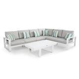 BRAND NEW Halo Range Modular Hand Corner Sofa Set in white Aluminium Frame with light grey cushions(AL07)