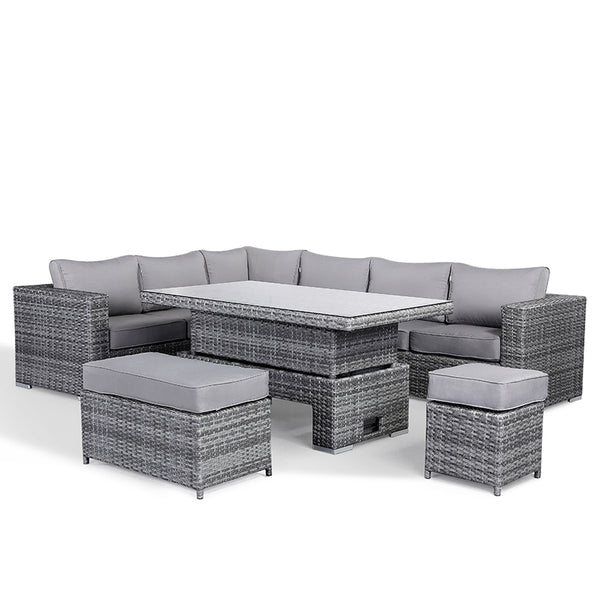 Rose Range Aluminium Frame Modular Corner Sofa Set With Rising Table i ...