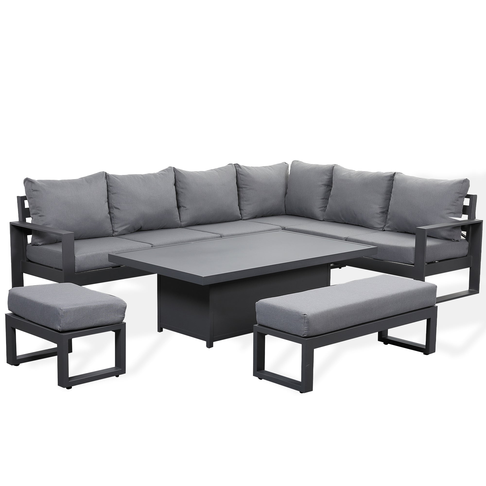 HL02 Halo Range Right Hand Corner Sofa Set - Charcoal Aluminium Frame with Grey cushions