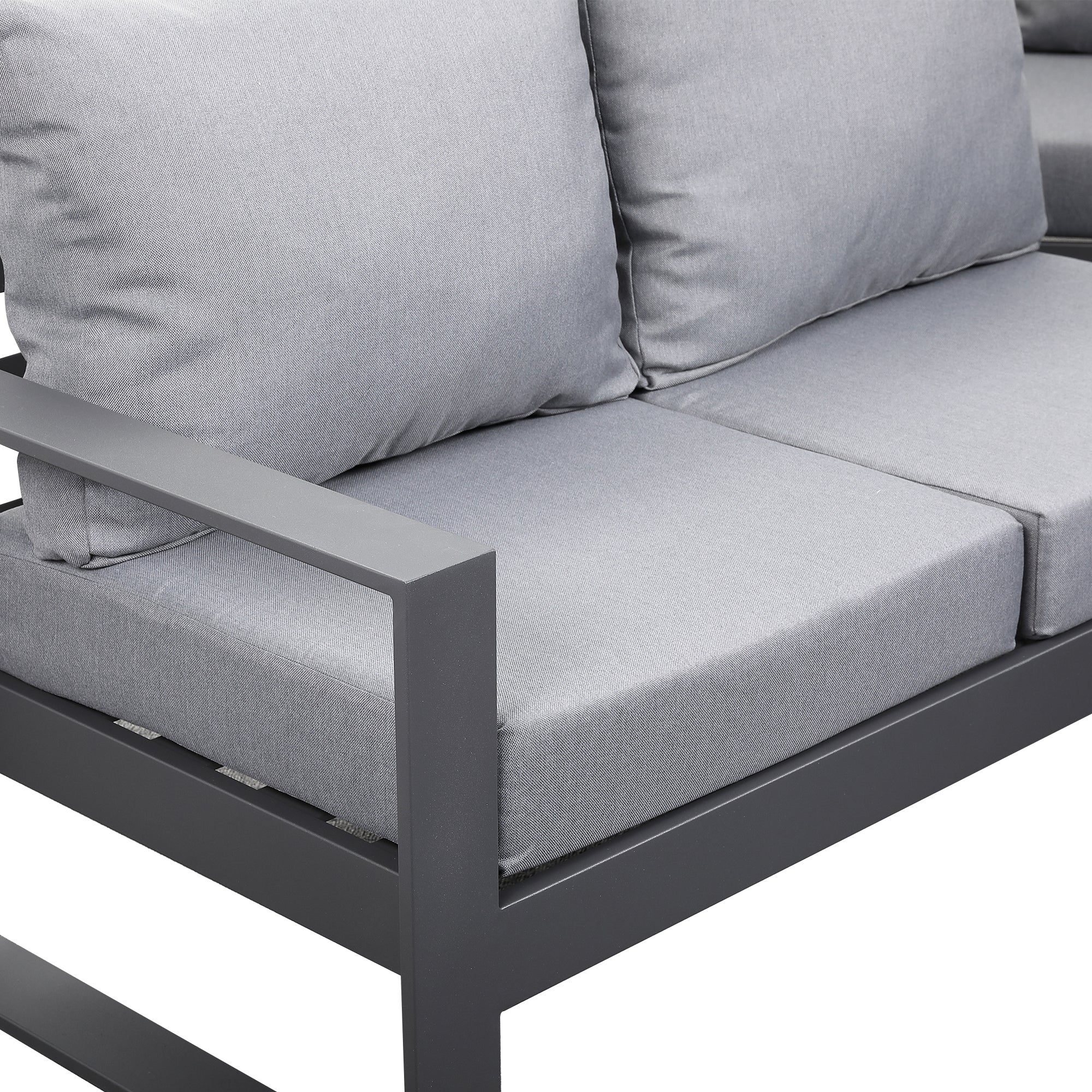 HL01..Halo Range Left Hand Corner Sofa Set - Charcoal Aluminium Frame with Grey cushions