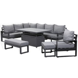 Halo Range Elite LHF Corner Sofa Set - Charcoal Aluminium Frame with Grey cushions